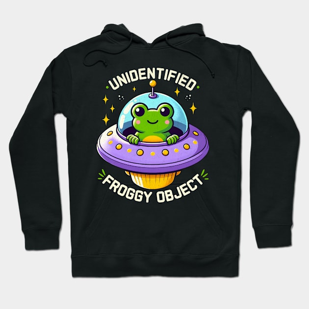 Froggy Object Cute Frog Flying A Saucer Hoodie by BeanStiks